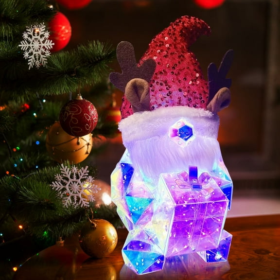 Coollooc Geometric Christmas Tree Light, 20.87inches Luminous Colorful LED Gradient Window & Table Decor, Crystal-Like Christmas Decoration(B)