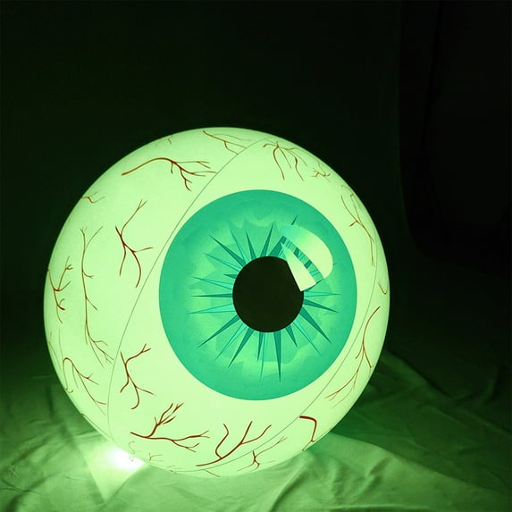 Coollooc Giant Inflatable Eye Balls, 24 in Halloween Decorations LED Light Up Bloodcharge Eyeballs Indoor Outdoor Decor for Scary Ornaments Halloween Party Yard Garden Beach Pool Decor(LED,Green)