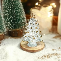 Coollooc Glass Christmas Tree Figurine Ornament Small Hand Blown Glass Tree Miniature Decoration 1.6in Mini Christmas Tree Decoration Craft for Xmas Tabletop Centerpiece Creative Present