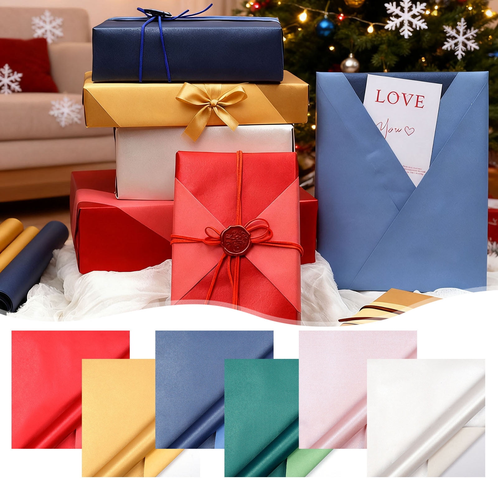 Coollooc Gold-Foil Christmas Wrapping Paper, 32.8FT Christmas Party ...