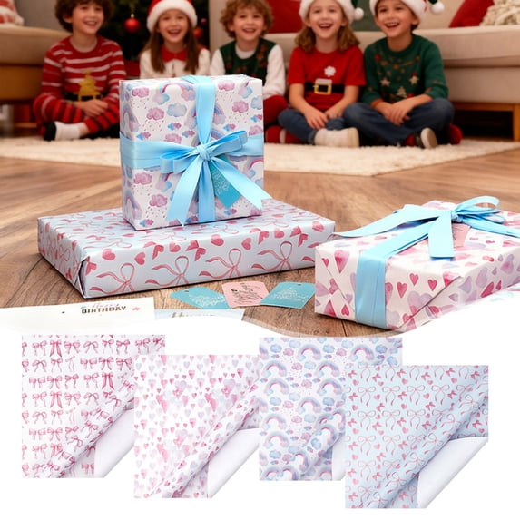 Coollooc Gold-Foil Christmas Wrapping Paper, 9.8FT Christmas Party Gift Box Packaging, Quality Thick Papers, Resists Ripping & Fold Lines, Suitable for Holiday Presents
