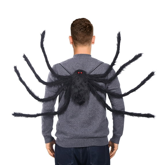 Coollooc Halloween Adult Spider Backpack Costume Black Colorful Spider Clothes Funny Candy Bag 8 Spider Legs Horror Plush Spider Decoration(Black)