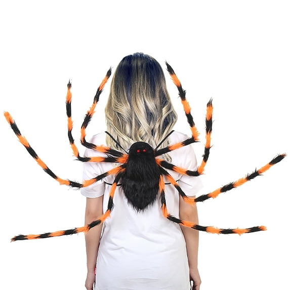 Coollooc Halloween Adult Spider Backpack Costume Black Colorful Spider Clothes Funny Candy Bag 8 Spider Legs Horror Plush Spider Decoration(Multicolor)