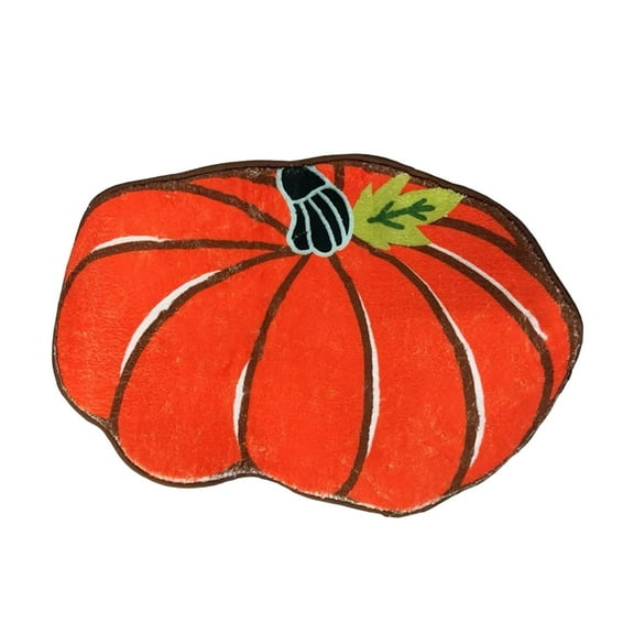 Coollooc Halloween Bathroom Rug for Orange Fall Pumpkin Shape Cartoon Cute Bath Mat Plush Water Absorbent Bathtub Bathroom Doormats Non-Slip Washable Toilet Rug