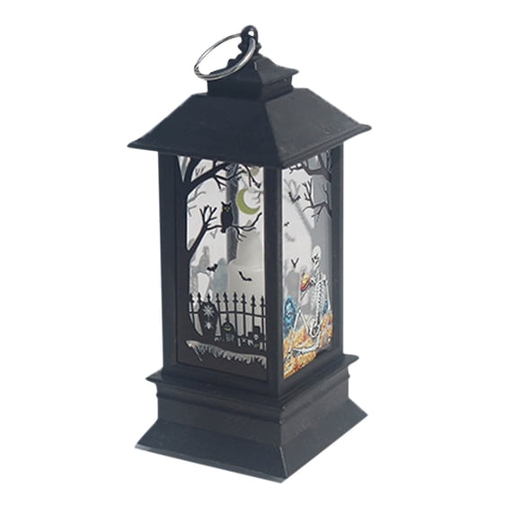 Coollooc Halloween Decorations Indoor, 5.1" Decorative Pumpkin Candle Lantern with LED String Lights, Hanging Spooky Halloween Lanterns, Outdoor Home Room Door Party Decor