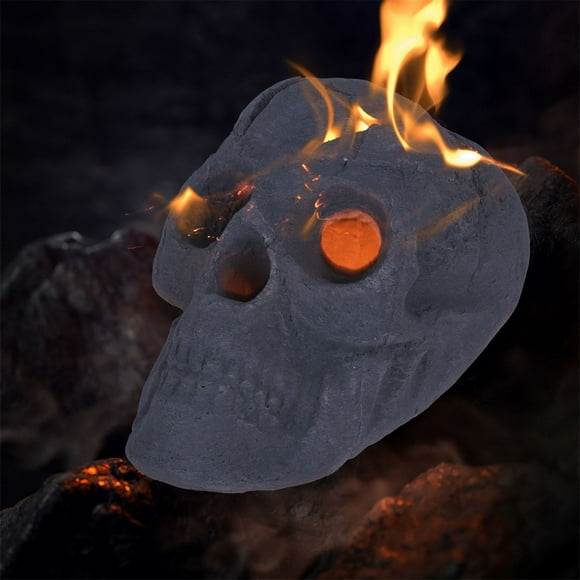 Coollooc Halloween Fire Pits Skulls, Reusable Skeleton Flame Fireproof Ceramic for Bonfire, Campfire, Fireplace, Barbecue Simulation Skull Props, Skeleton Head Home Decor