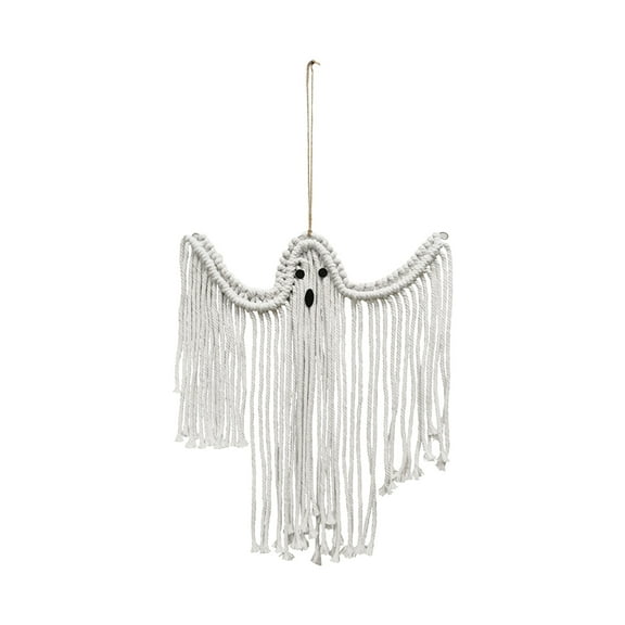 Coollooc Halloween Hanging Ornaments Handmade Halloween Pendants Creative Halloween Macrame Kit Hand Woven Ghost Hangings for Halloween Party Decoration 1PCS