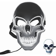 Coollooc Halloween LED Skull Mask, Horror Screm Scary Mask with Light, Masque for Creepy Party Masquerade, LED Face Mask for Men Women Halloween Festival PartyB