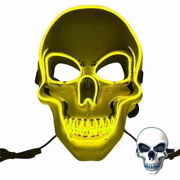 Coollooc Halloween LED Skull Mask, Horror Screm Scary Mask with Light, Masque for Creepy Party Masquerade, LED Face Mask for Men Women Halloween Festival Party(D)