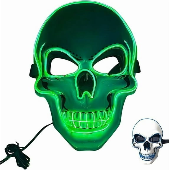 Coollooc Halloween LED Skull Mask, Horror Screm Scary Mask with Light, Masque for Creepy Party Masquerade, LED Face Mask for Men Women Halloween Festival Party(H)