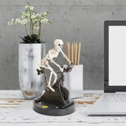 Coollooc Halloween Skeleton, Animated Skeleton Riding Bike 7.8x6 Funny Animatronic Skeleton on Spin Bike Halloween Ornaments, Resin Funny Animatronics Skeleton for Halloween Decor Novelty Gift