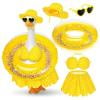 Coollooc Hawaiian Goose Outfit Summer Porch Goose Outfits Bikini Goose Clothes Cute Goose Costume for Outdoor Garden Yard Decor(A,Yellow)