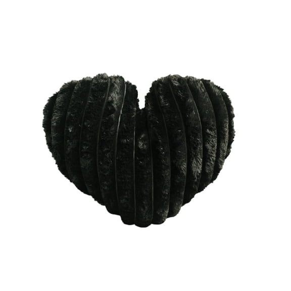 Coollooc Heart Shaped Fluffy Striped Pillow Throw Pillows, 18 Inch Heart Shaped Throw Pillows for Bed Couch Chair Bedroom Room, Cute Small Pillow for Valentines Day Wedding Home Decor(Black)