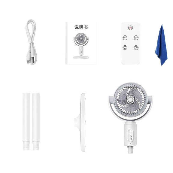 Coollooc Home Pedestal Fan, Gift Towels, Air Circulator, Quiet Floor Fan with 3 Speeds, Remote, 7H Timer, Memory Function, Adjustable Height, Standing Fan for Bedroom(B)