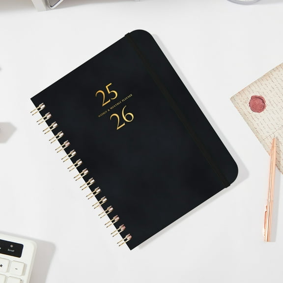 Coollooc July 2025 To 2026 Schedule Planner, Weekly & Monthly Life Planner to Hit Your Goals & Live Happier. Organizer Notebook & Productivity Journal(Black,A)