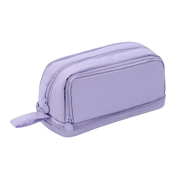 Coollooc Large Capacity Pencil Case 4 Compartments, Pencil Pouch Bag with Zipper Portable Handle, Pen Case Bag Stationery Organizer for Office Adults Men Women(Purple)