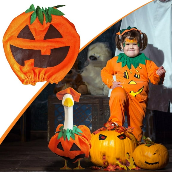 Coollooc Lawn Porch Goose Cloths, Halloween Pumpkin Costume, Fall Goose Outfit Candy, Plastic Goose Clothing Autumn Goose Outfit for Goose Outdoor Patio Yard Lawn Art Decoration(Orange)