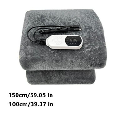 Coollooc Machine Washable Electric Car Blanket with USB Fast Charging 12 Volt 75W Heated Travel Blanket Flannel Heating Throw for Car Truck SUV Van 59x63” with Controller 3 Heating Level Gray