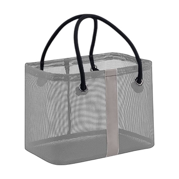 Coollooc Mesh Shower Caddy Basket, Portable Shower Caddy Bag Cleaning Supply Storage Organizer with Handle for College Dorm Bathroom, Swimming, Gym, Beach, Travel(Gray,M)