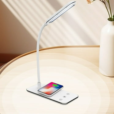 Coollooc Metal Desk Lamp Wireless Charging Table Lamp Touch Reading Lights Desk Lamps for Bedroom, 3 Way Dimmable Bedside Lamp with USB Charging Ports Lamp for Study Room and Office
