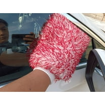 Coollooc Microfiber Car Wash Mitt - Car Washing Mitts Scratch Free with Blue, Red and Black, Machine Washable, Lint Free, 10 Inch X 8 Inch Car Wash Glove for Cars Washing