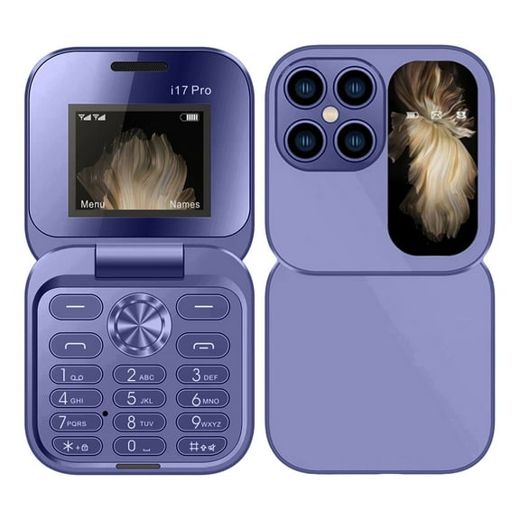 Coollooc Mini Flip Mobile Phone 2 SIM Card Small Display Foldable Cell Phone, Unlocked Flip Phone 2G Flip Cell Phone for Seniors (Purple)