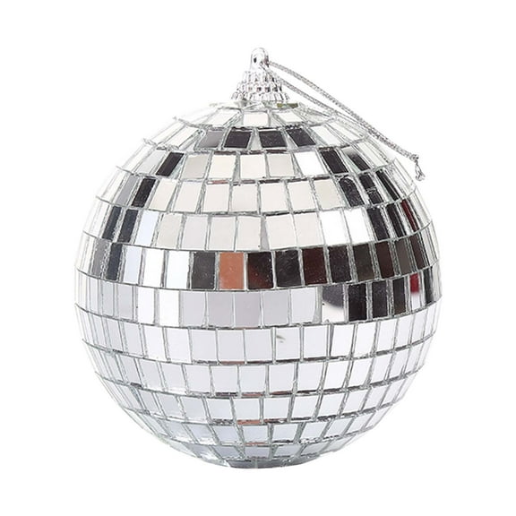 Coollooc Mirror Disco Ball,4 Inch Silver Small Reflective Mirror Ball Hanging Ornament with Chain for Birthday Wedding Party Christmas Decor,Reflective Stage Decoration Disco Mirror Ball Ornaments