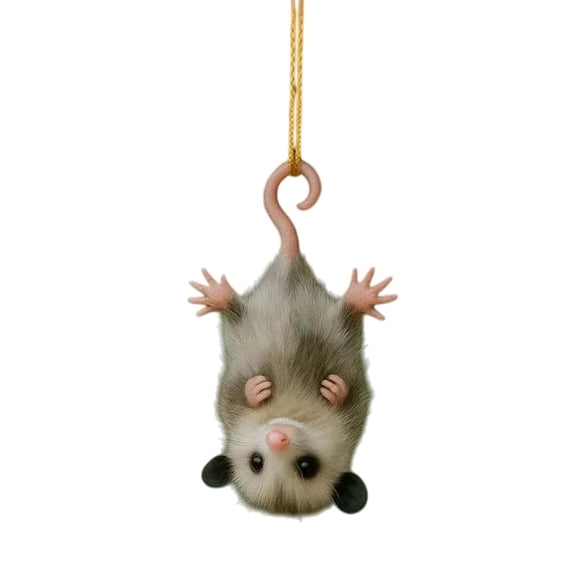Coollooc Opossum Christmas Ornament, Personalized Rat 2D Flat Ornament, Handmade Upside-Down Opossum Ornament for Christmas Tree, Rat Santa Hat, Rat Ornaments for Christmas Tree