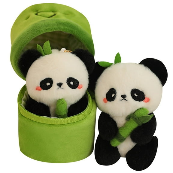 Coollooc Panda Stuffed Animals Panda Bamboo Plush Toy 11.8 Inch Bamboo Tube Panda Pillow Stuffed Panda Bear Plushies Panda Doll Gifts for Boys Girls