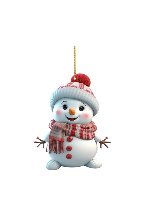 Personalized Funny Cute Snowman Small Hanging Decorations with String for Bag Pendant, Acrylic Christmas Tree Hanging Ornament, Outdoor Garden Sign, Keychain Craft(D)
