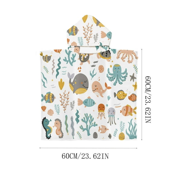 Coollooc Personalized Hooded Bath Towels for Kids Ages 4-8 8-10,Cartoon Hooded Beach Towel for Kids, Microfiber Soft Unique Kids Towels with Hood for Pool Swimming & Beach