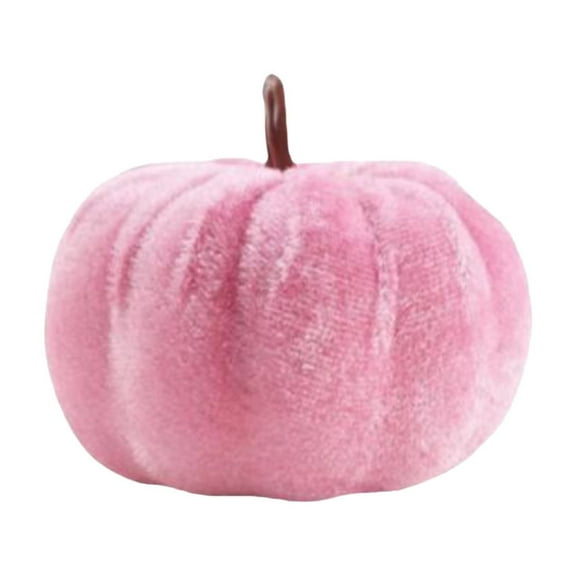 Coollooc Pink Gold Yellow Pumpkins Fake Velvet Pumpkin, Small Faux Fabric Foam Mini Pumpkin for Fall Halloween Thanksgiving Table Centerpiece Wedding Home Farmhouse(C,Pink)