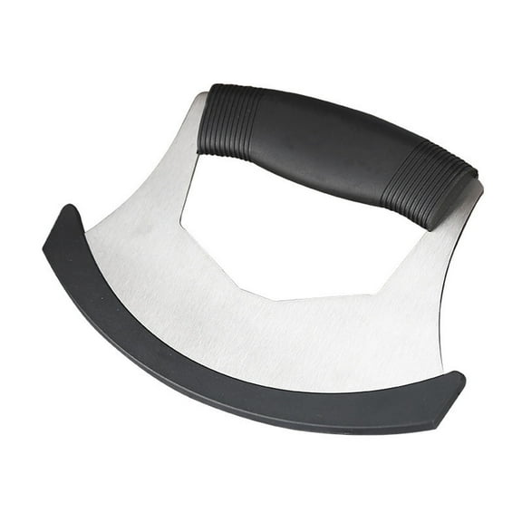 Coollooc Pizza Cutter Stainless Steel Ulu knife Razor Sharp Rocker Slicer Cutter Mincing Knife Salad Vegetable Chopper with Upgraded Ergonomic Anti-Slip Handle