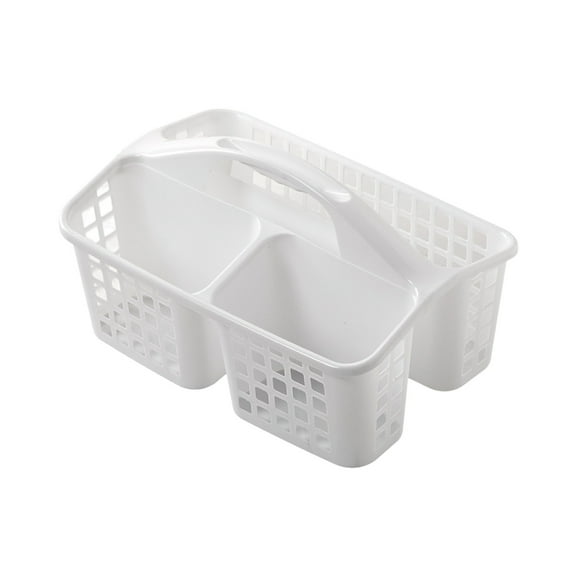 Coollooc Plastic Shower Caddy Basket Cleanning Caddy with Compartments, Bath Portable Storage Utility Caddy Tote for Shower Cleaning Products and Organizing(White)