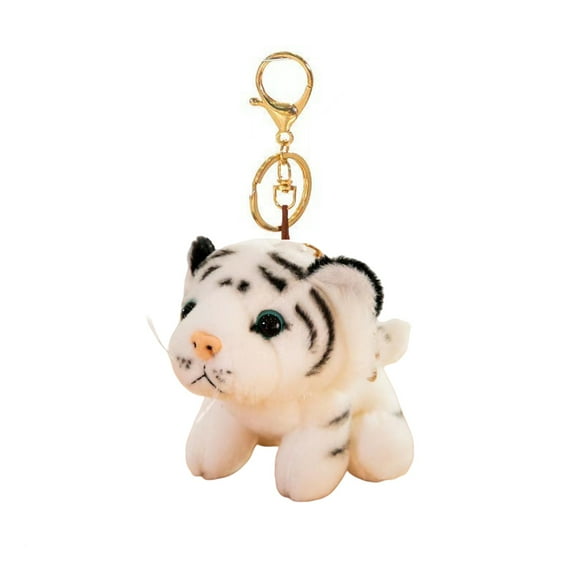 Coollooc Plush Tiger Keychain Stuffed Animal Keyring Pendant Keychains for Backpacks Handbag Bag Purse (Brown, White)