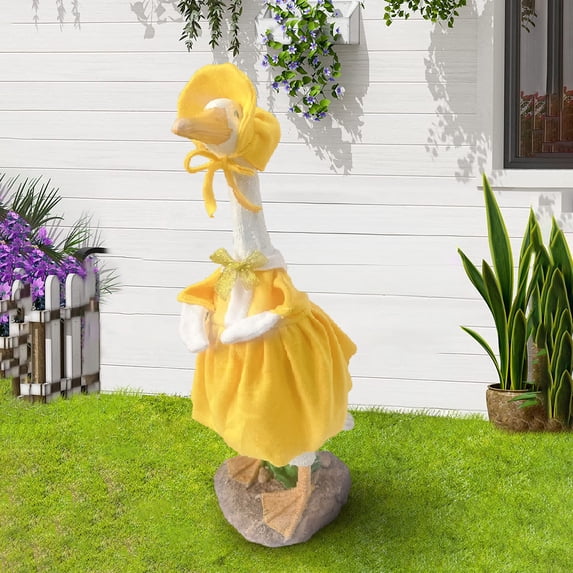 Coollooc Porch Goose Outfits, 23-inch Straw Goose Costume, Suitable for Cement/Plastic Lawn Geese, Easy to Dress Seasonal Decor for Garden Yard Patio(G Style,Other)