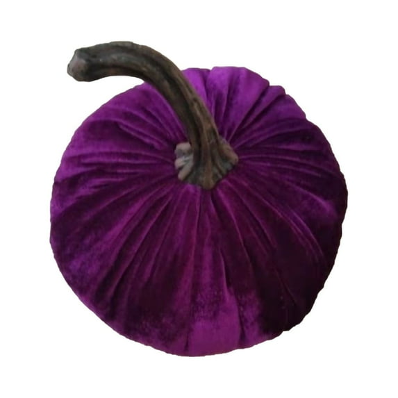 Coollooc Pumkins for Decorating, Rustic Faux Pumpkins with Real Stems Fabric Pumpkins Foam Pumpkins for Fall Decorations Wedding Harvest Halloween Table Centerpiece Fall Decor(Purple,20x20x6cm)