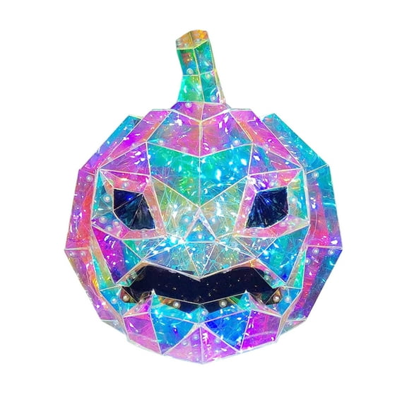 Coollooc Pumpkin Light, Prismatic Iridescent Pumpkin Lamp, 12.2x11.8 In Decotative Light Up Led Colorful Pumpkin Halloween Lights for Party, Porch, Haunted House, White Pumpkin Light
