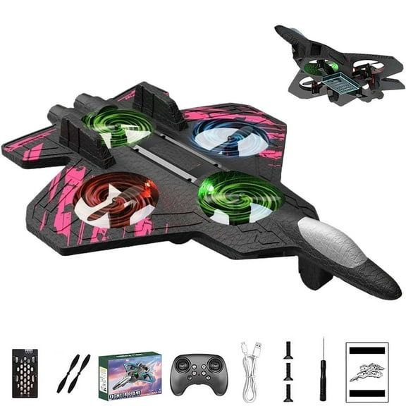 Coollooc Rc Stunt Fighter Jet Toy for Adults, Remote Control Jet with Lights, 360° Flip Stunt Rc Plane Toy, Easy Fly Fighter Aircraft Gift(Pink)