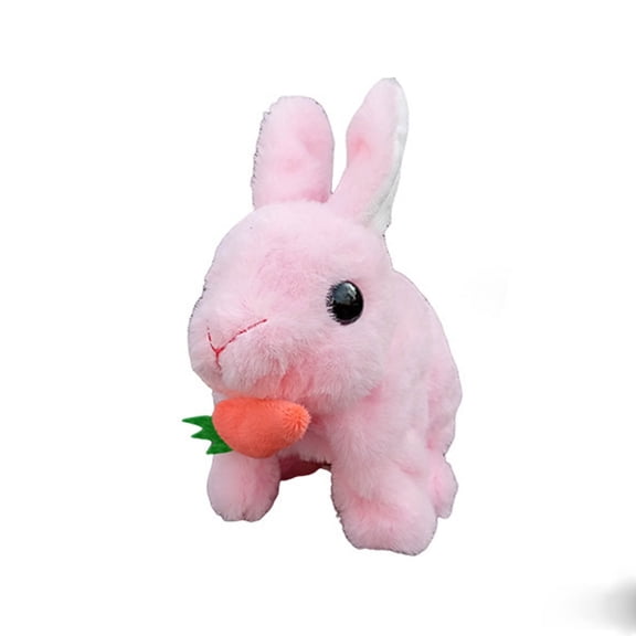 Coollooc My Realistic Bunny Toys, 7 Inch Bunny Toys Interactive Hopping Electronic Pet Bunny Toys With Sounds And Movements Animated Walking Ears Nose(Pink)