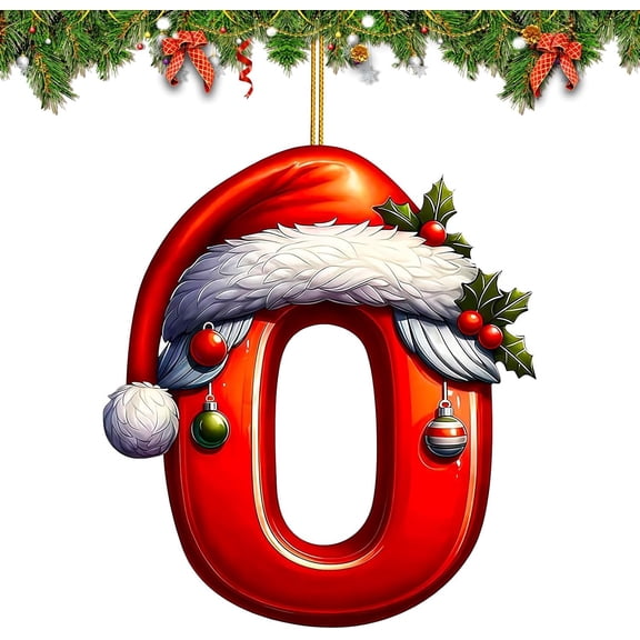 Coollooc Red Santa 26 Letters Christmas Tree A to Z Ornaments, Christmas 26 Letters Hanging Ornament, Hanging Pendant Xmas Alphabet for DIY Craft Ornaments, Hanging Name Tags for Xmas Tree(O)