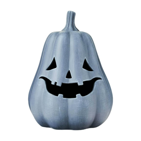 Coollooc Resin Pumpkin Decoration Large Jack O' Lantern Reusable Carved Plastic Pumpkin Lantern for Thanksgiving Halloween Fall Indoor Outdoor Decor Party Centerpiece(As show,B)