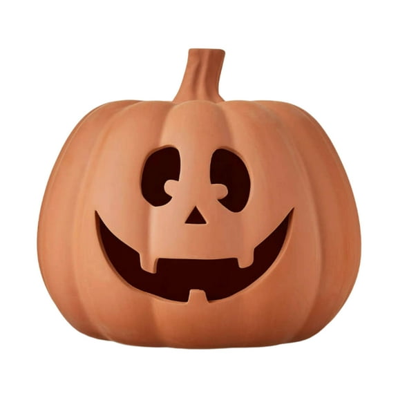 Coollooc Resin Pumpkin Decoration Large Jack O' Lantern Reusable Carved Plastic Pumpkin Lantern for Thanksgiving Halloween Fall Indoor Outdoor Decor Party Centerpiece(As show,A)