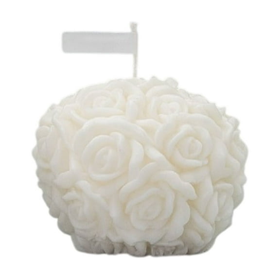 Coollooc Rose Ball Shaped Aesthetic Scented Candle,380G Handmade Spherical Rose Flower Soy Wax Aroma Art Decorative Candle for Table Photo Prop,Prefect Gift for Meditation Stress Relief Mood Boosting