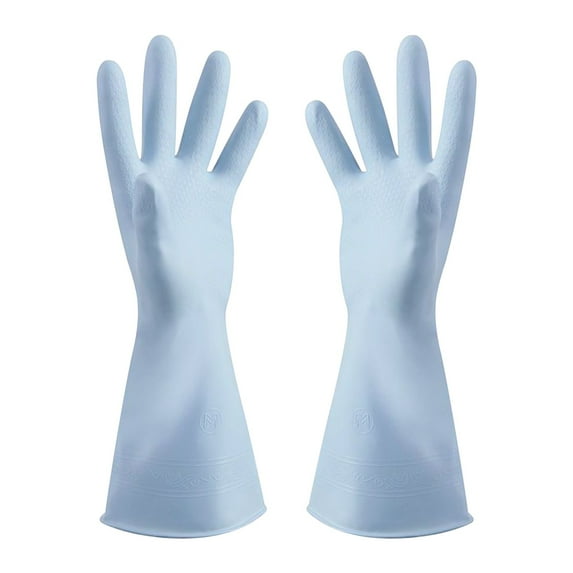 Coollooc Rubber Cleaning Gloves for Dishwashing, Colorful Household Gloves with Cotton Liner & Non-slip Grip, Water Resistant Reusable Rubber Gloves for Kitchen & Bathroom Cleaning(Light Blue,S)