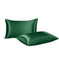 thumbnail image 1 of Coollooc Satin Pillowcase for Hair and Skin, Silk Satin Pillowcase 2 Pack, Queen Size Pillow Cases Set of 2, Silky Pillow Cover with Envelope Closure(Dark Green), 1 of 9