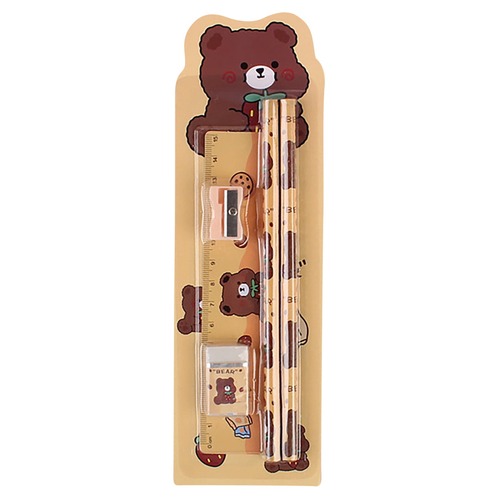 Coollooc School Stationery Set Kawaii Kit (Pencil 3pcs, Eraser