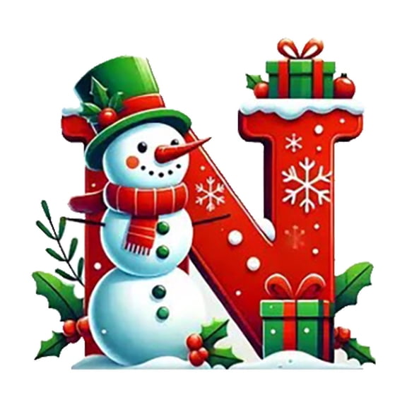 Coollooc Snowman Gift Box Berries Letter Ornaments Christmas Tree Decoration Pendant Personalized,26 Letter Christmas Tree Hanging,Christmas Ornament for Christmas Tree