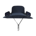 thumbnail image 1 of Coollooc Solar Powered Fan Hat with 2 Fan, 24 Inch Wide Brim USB Solar Fan Outdoor Fishing Hat, Adjustable UPF 50+ Bucket Camping & Beach Hat with Fan Built in for Men Women(1-Blue,24 Inch), 1 of 7