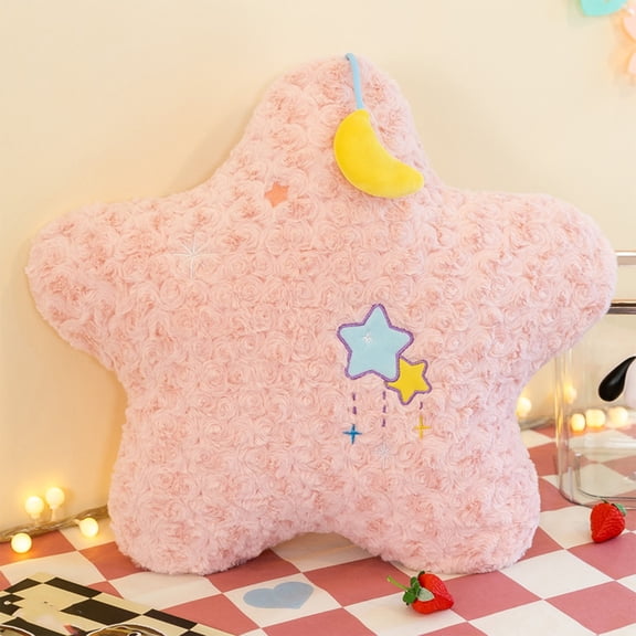 Coollooc Star Moon Shaped Pillow Soft Soft Nursery Stuffed Throw Pillows Star Pillow Plush Moon Shaped Pillow Creative Moon and Stars Nursery Decor for Baby Kids Room Birthday Baby Shower Decor